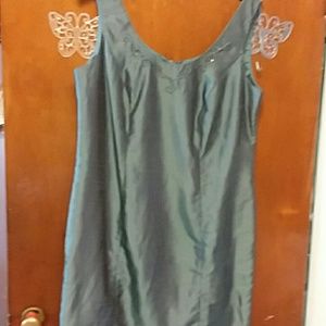 R&M Richards green satiny sleeveless dress 14W